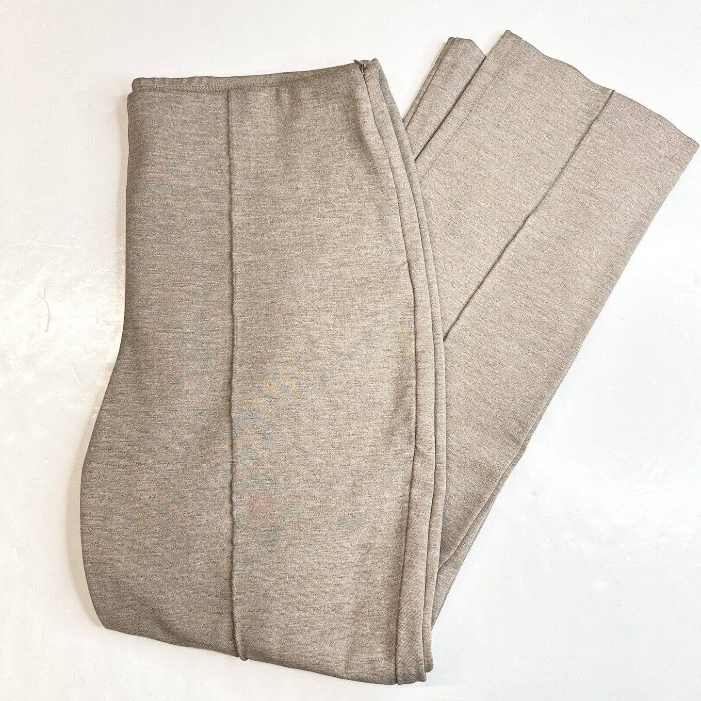 Chicos Ponte Knit Straight Leg Pants 2 (US 12/L) Neutral Taupe Side Zipper EUC