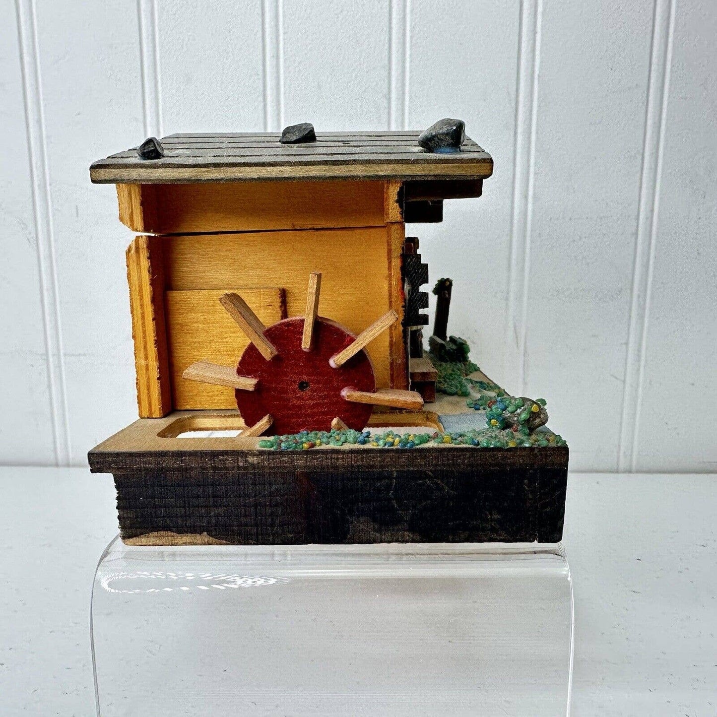 Vintage Reuge EJB Music Box Swiss Cottage Chalet Cabin Water Wheel - Edelweiss