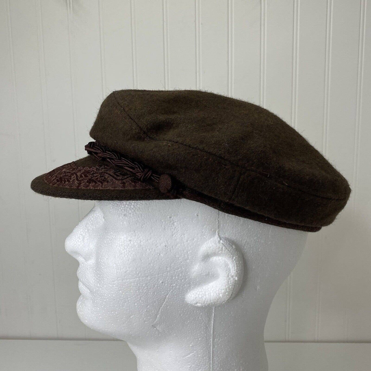Vintage Authentic AEGEAN Brown Wool Greek Fisherman Cap Hat Size Small 6 7/8