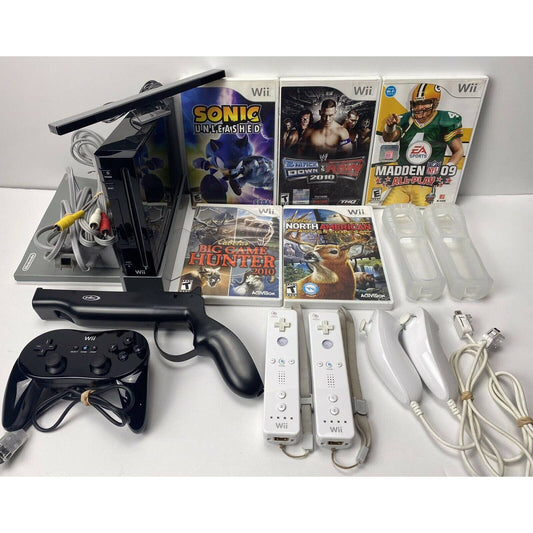 Nintendo Wii Console System RVL-001 Bundle-Pro Classic Controller + 2 Wiimotes