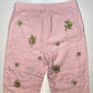 Rosanna Linen Wide Leg Crop Pant 14 (32"Waist) Pink Embroidered Monkeys Tropical