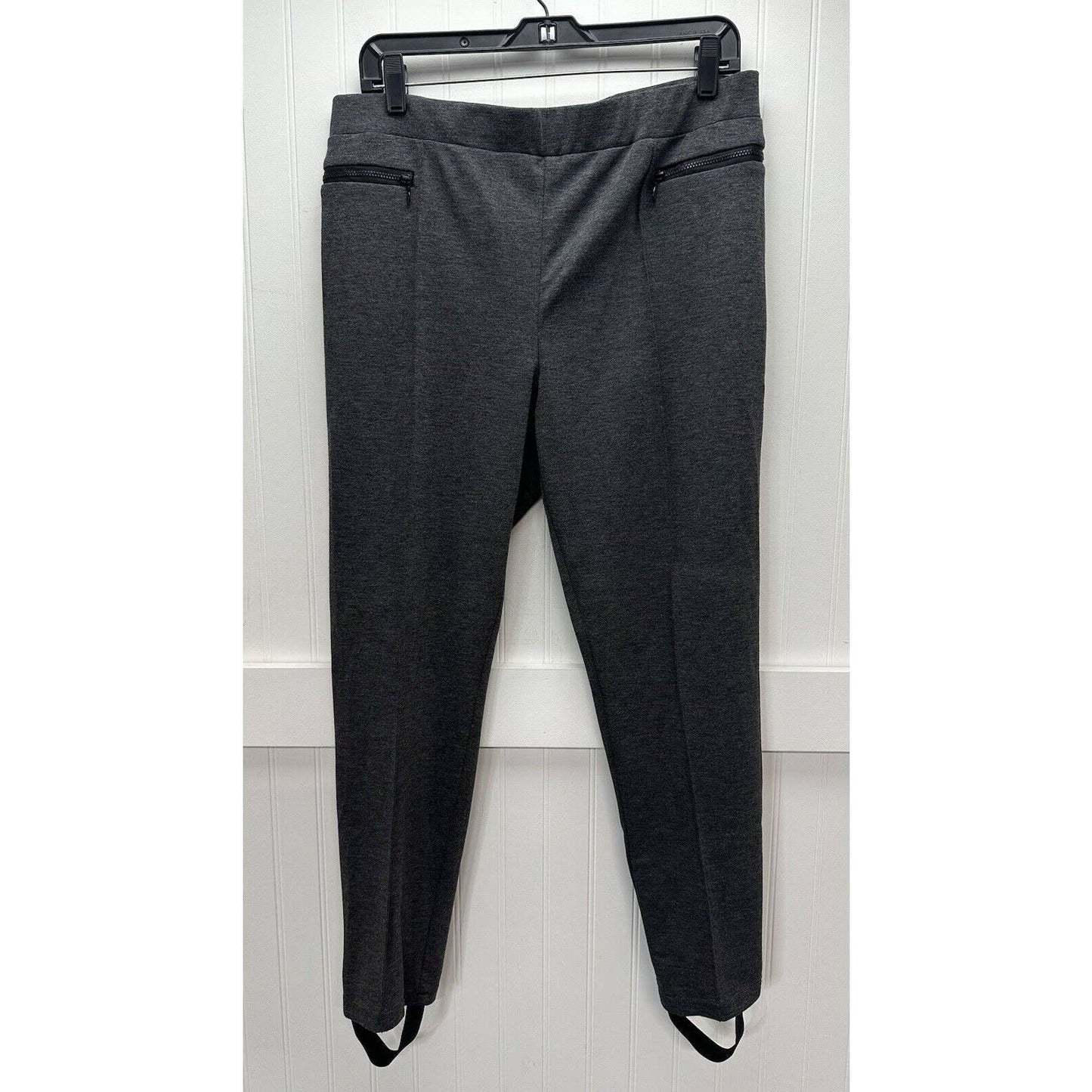 Soft Surroundings Skinny Ankle Pants PL Petite Large Gray Knit Stirrup Option