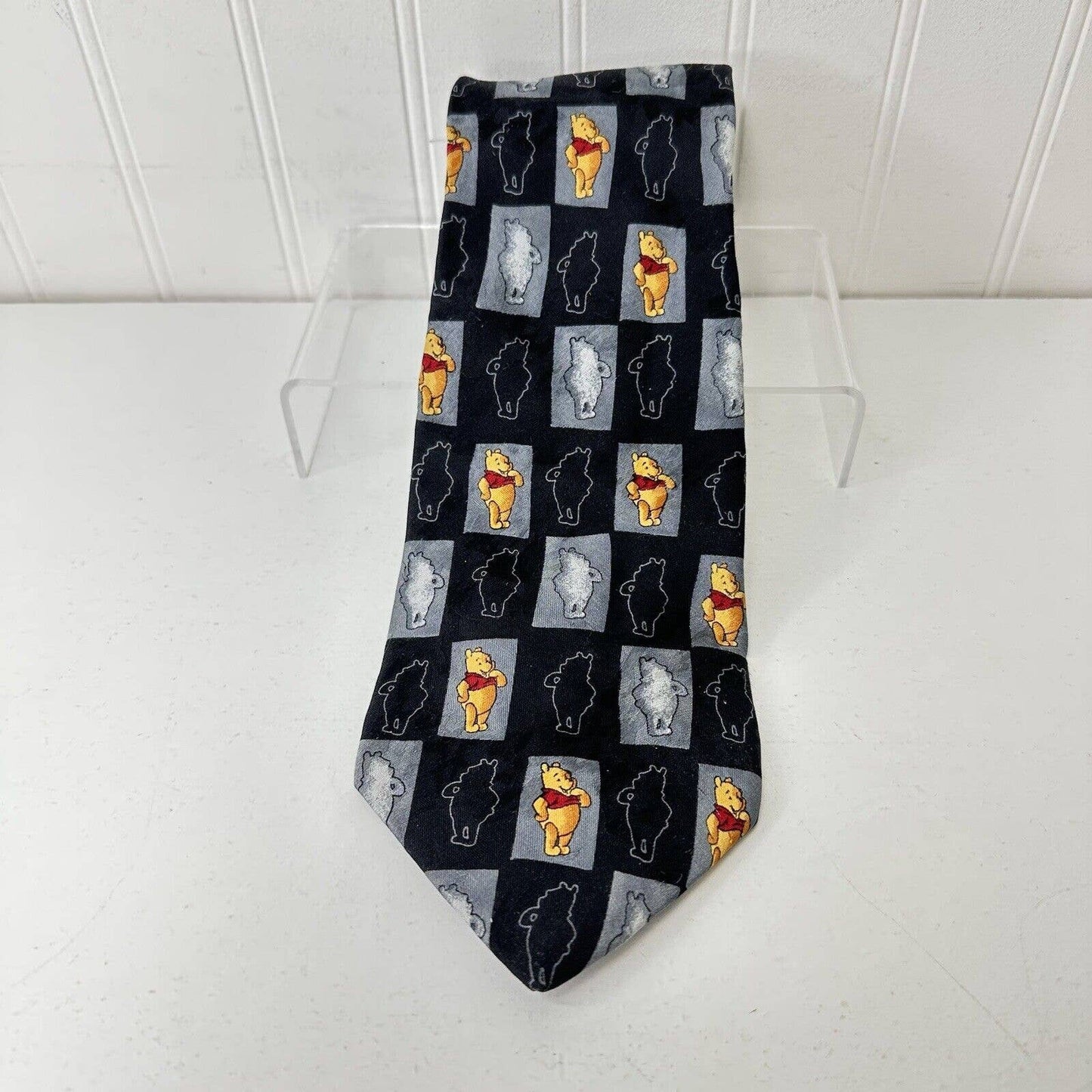 Men’s 100% Silk Winnie The Pooh Black Dress Tie Made In Italy