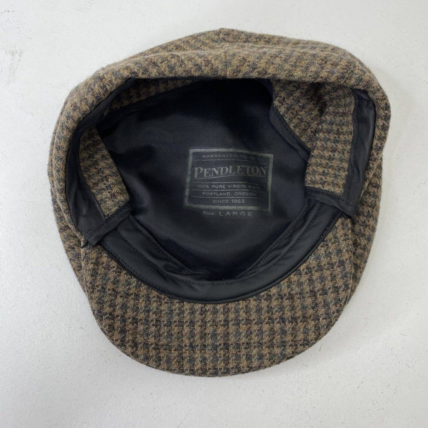 Vintage Pendleton Virgin Wool Cabbie Newsboy Hat Cap Ear Flap US Made Size Large