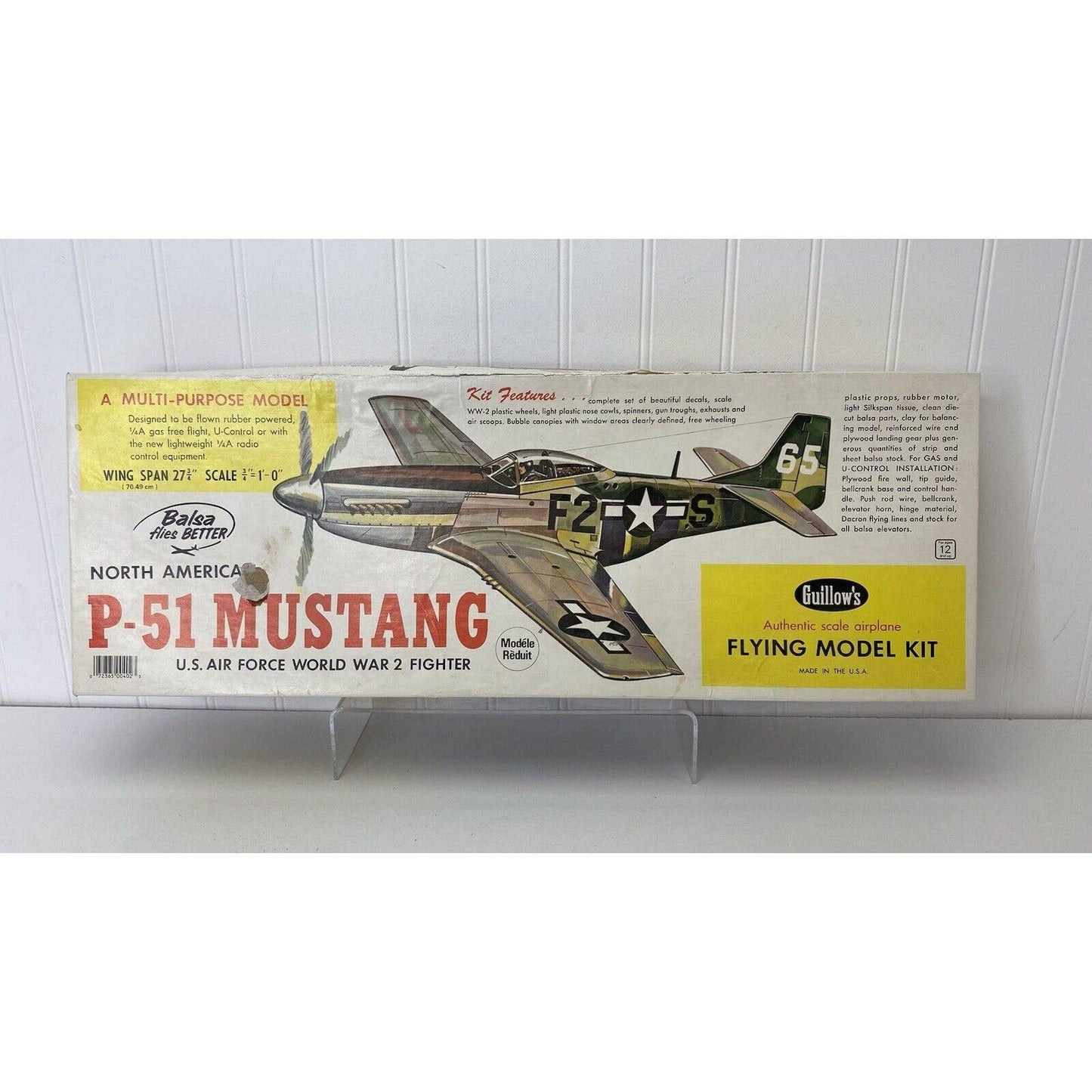Guillows North American P-51 Mustang Wood Model Kit # 402