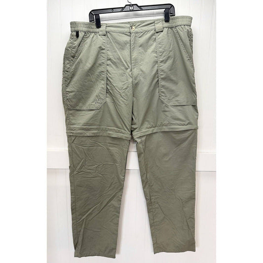 World Wide Sportsman Convertible Hiking Pants Mens XL Green Nylon Zip Off Shorts