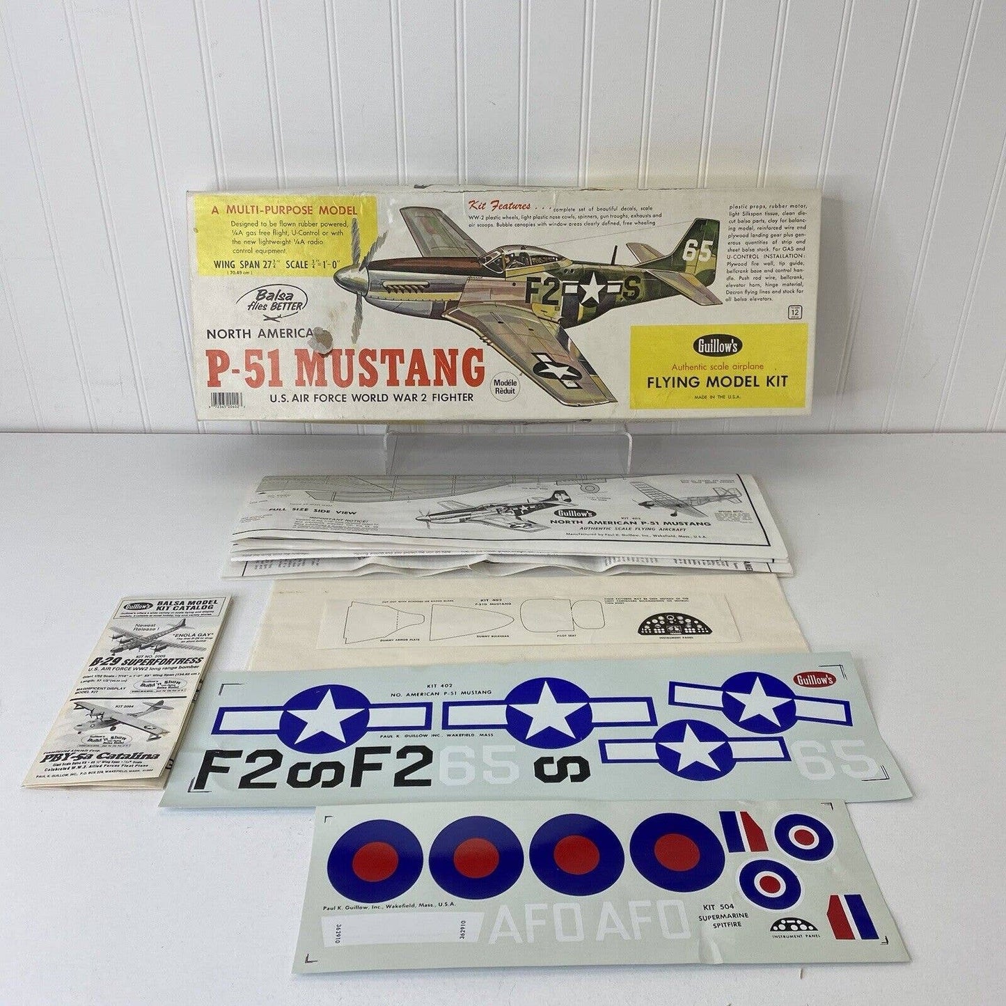 Guillows North American P-51 Mustang Wood Model Kit # 402
